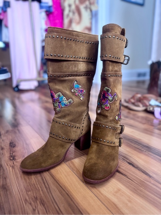 Frye Shoes - Suede Naomi Frye Embroidered Boots - Brown